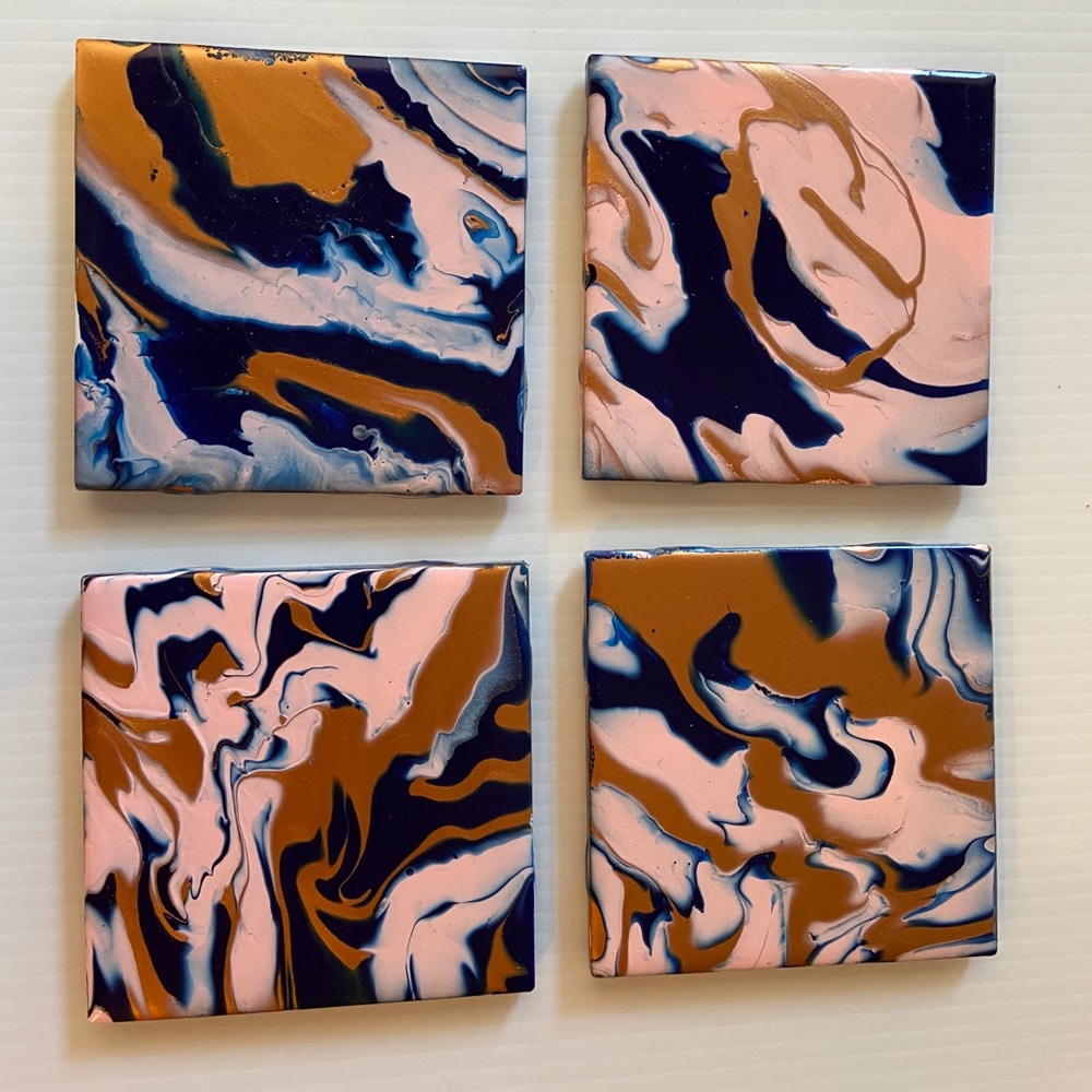 Acrylic Paint Pour Coaster Sets